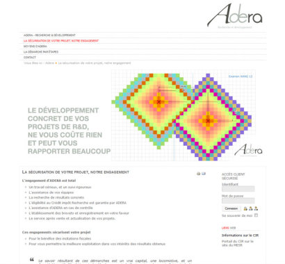 ADERA Recherche et Développement	

> gestion de projet/Accompagnement
> Création LOGO / identité graphique
> SEO (Search engine optimization : référencement)
> graphisme, ergonomie, iconographie et conception web
> développement (CMS JOOMLA)