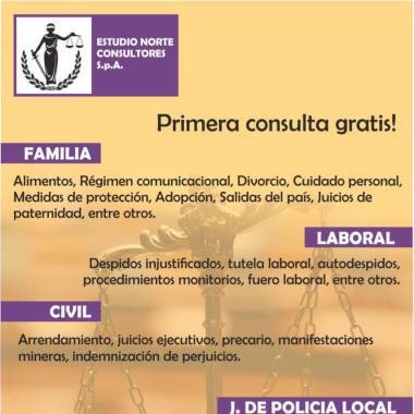 Estudio Norte Consultores SpA, primera consulta gratuita, contactenos por facebook, twitter o por correo electronico, estudionorteconsultores@gmail.com