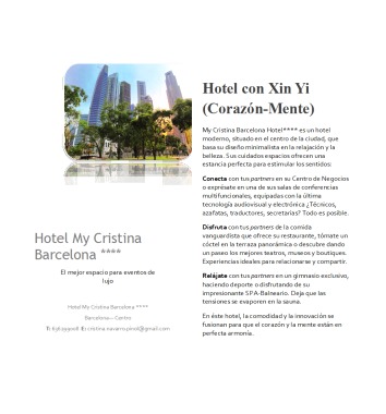 Descripciones de hotel, reseñas de restaurantes, bares, locales de ocio