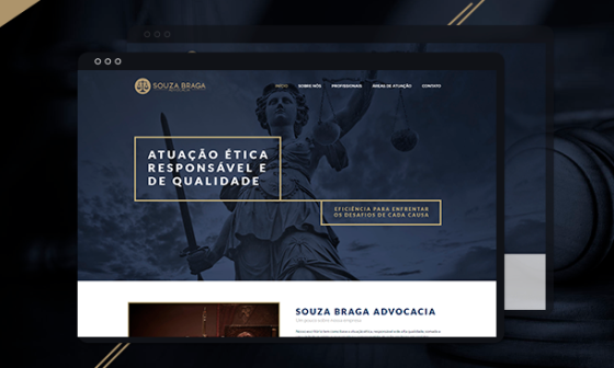 Após muito estudo em cima do briefing do cliente, optamos por desenvolver o site em páginas separadas, dando foco nas informações principais, história e áreas de atuação.