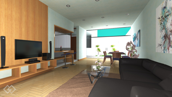 Modelado 3D de interior de departamento