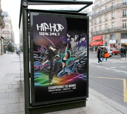 Conception et réalisation d'une affiche pour les championnat du monde de hip-hop