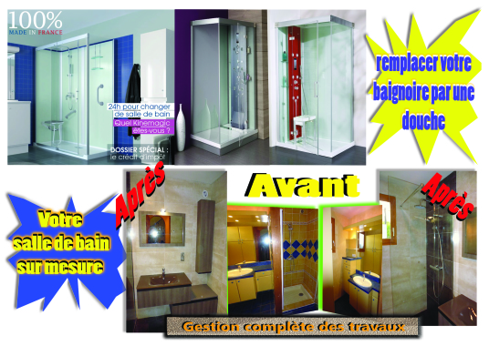 Cabine de douche Française. Cabine adaptée pour les séniors et les plus jeunes