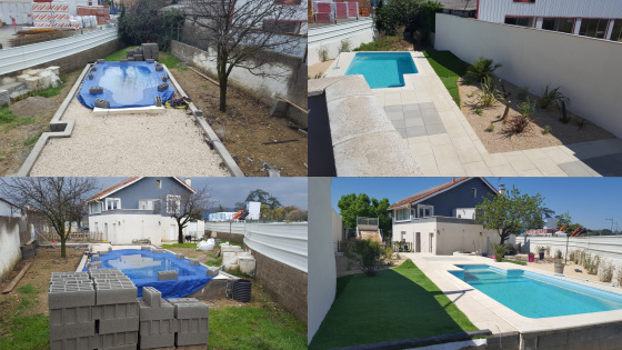 aménagement de piscine avant/apres