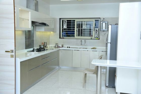 Kitchen with acrylic shutters