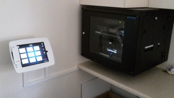 Home Automation/Theatre - Community Hall TV/AV, PA System - Customised PUSH controls operating Audiovisual systems from IPad with Wifi in Aberfoyle Park, SA. 