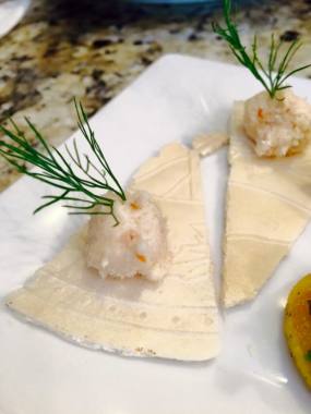 Smoked Trout Rillettes on a Raspberry Champagne Crisp